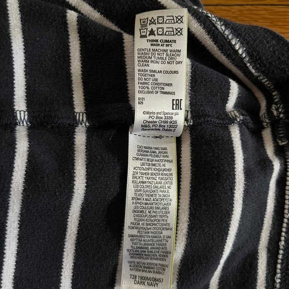 Marks & Spencer Navy & White Striped Tee - Picture 7 of 7